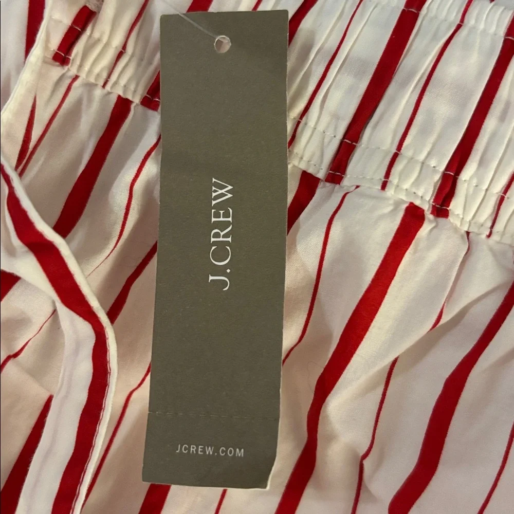 J. Crew Pajama Pant in Cotton Poplin in Ivory/Red Stripe Size L. NWT